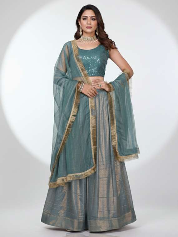 women solid semi stitched flared lehenga