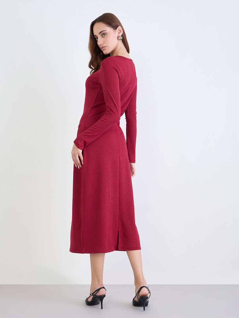 women solid long sleeve bodycon dress - 22285436 -  Standard Image - 2