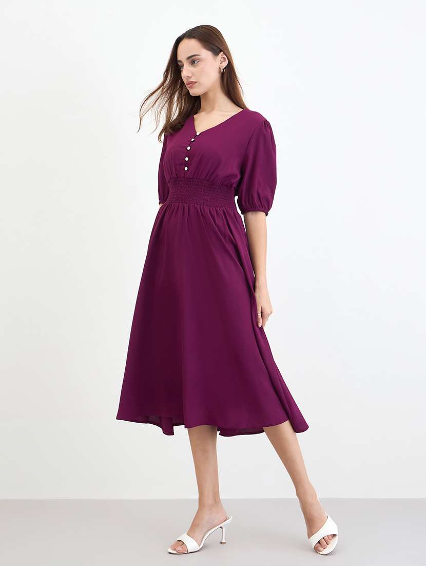 women soldi puff sleeve fit & flare dress - 22285450 -  Standard Image - 2