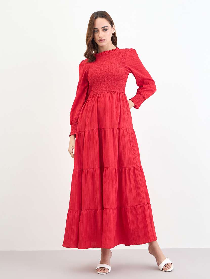 women self designed puff sleeve tiered dress