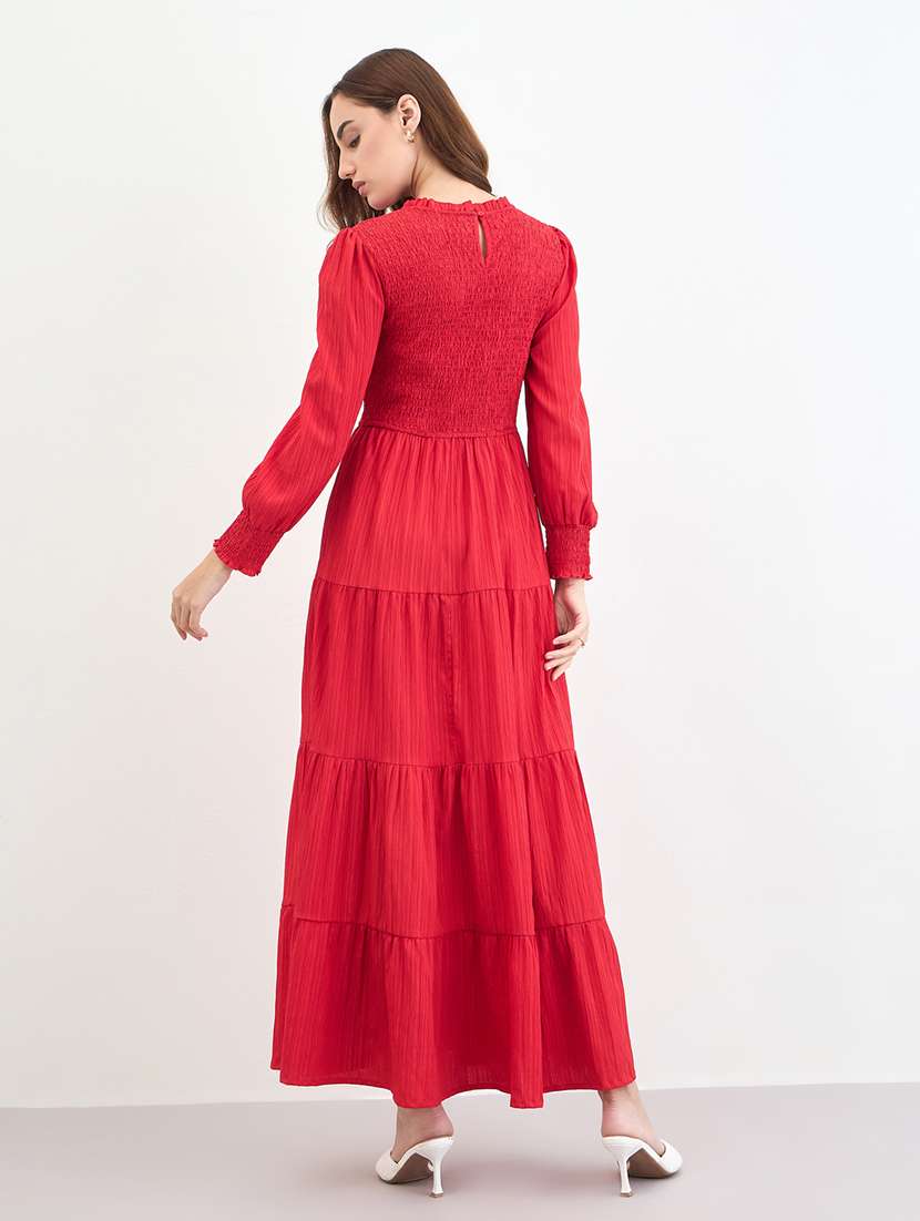 women self designed puff sleeve tiered dress - 22285454 -  Standard Image - 2