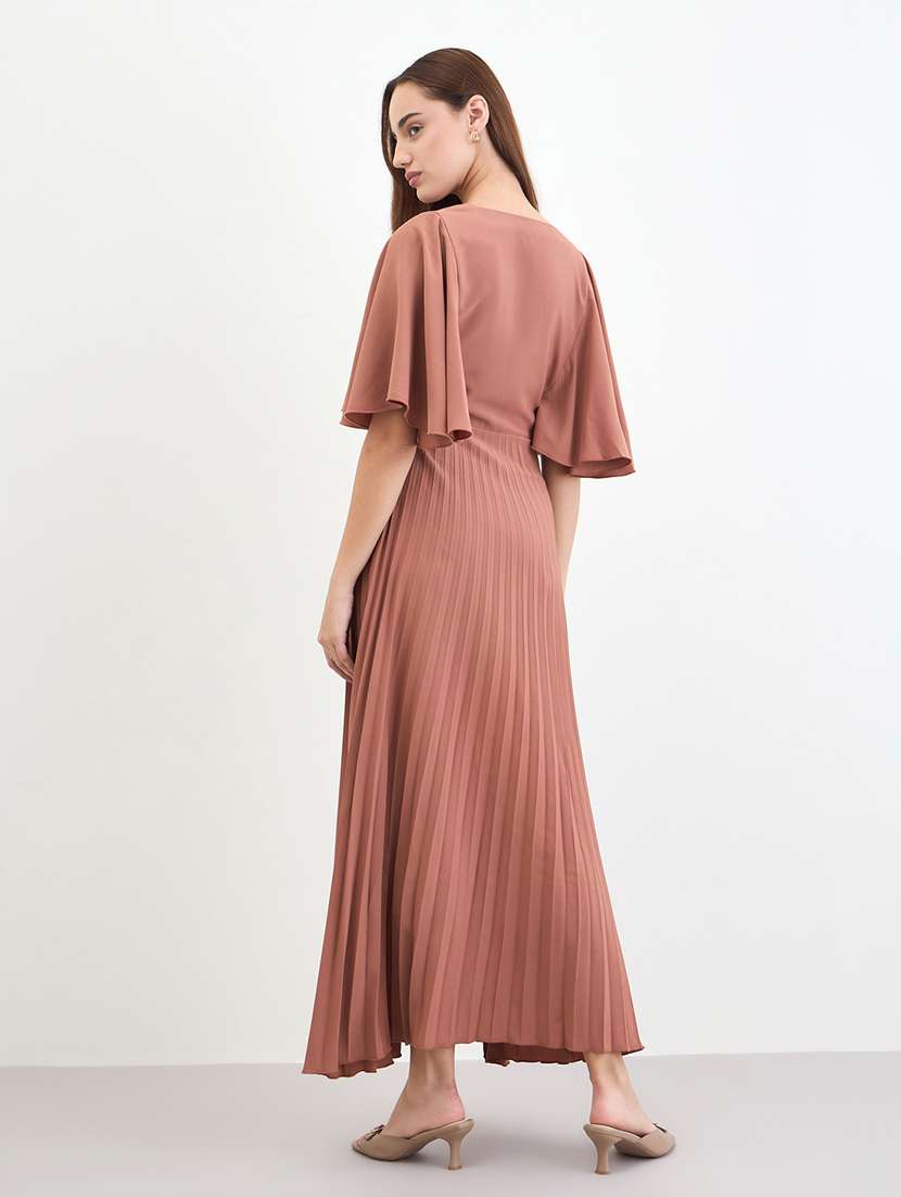 women solid flaerd sleeve a-line dress - 22285457 -  Standard Image - 2