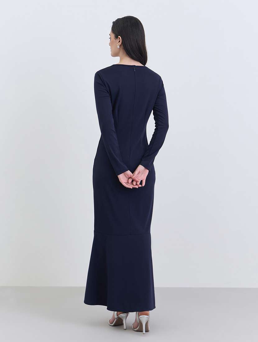 women solid long sleeve a-line dress - 22285475 -  Standard Image - 2