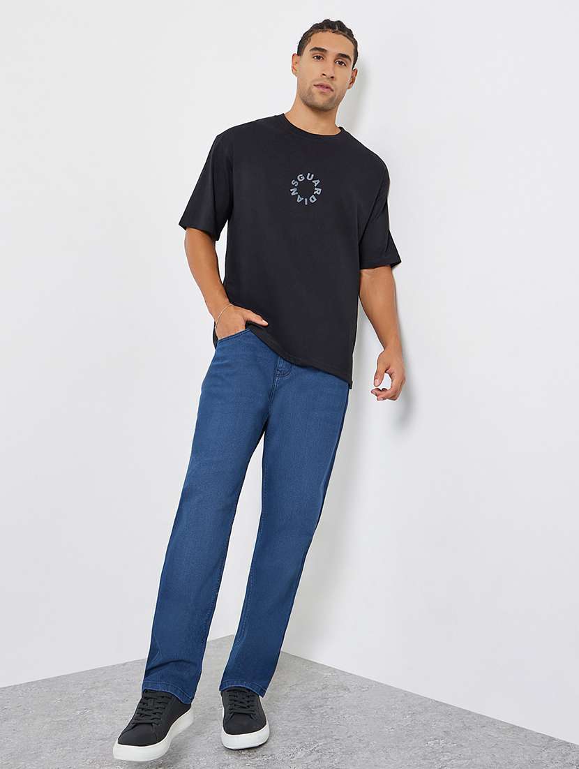 men plain mid rise full length relaxed fit jeans - 22285483 -  Standard Image - 2