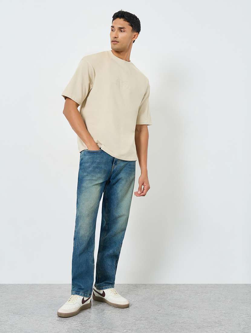 men washed mid rise full length relaxed fit jeans - 22285484 -  Standard Image - 2