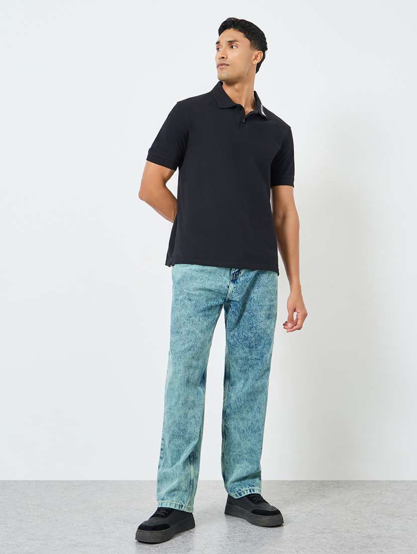 men washed mid rise straight fit jeans - 22285487 -  Standard Image - 2