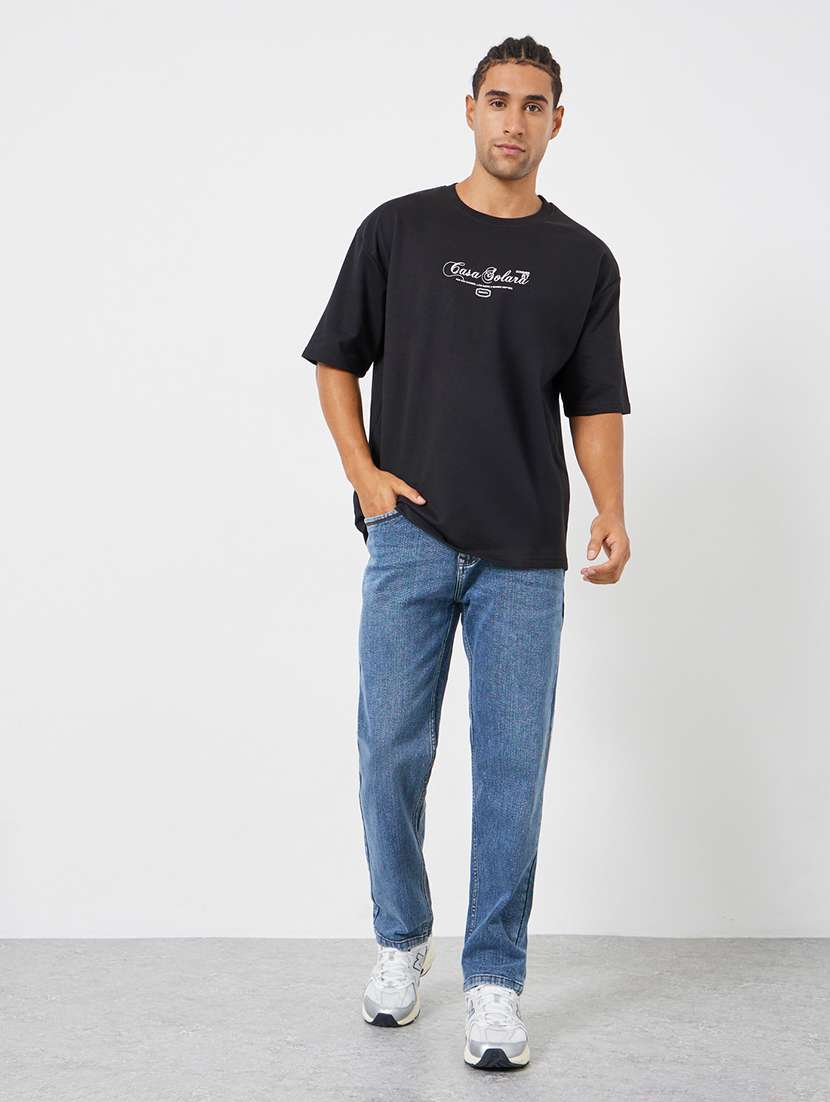 men plain mid rise full length straight fit jeans - 22285495 -  Standard Image - 2