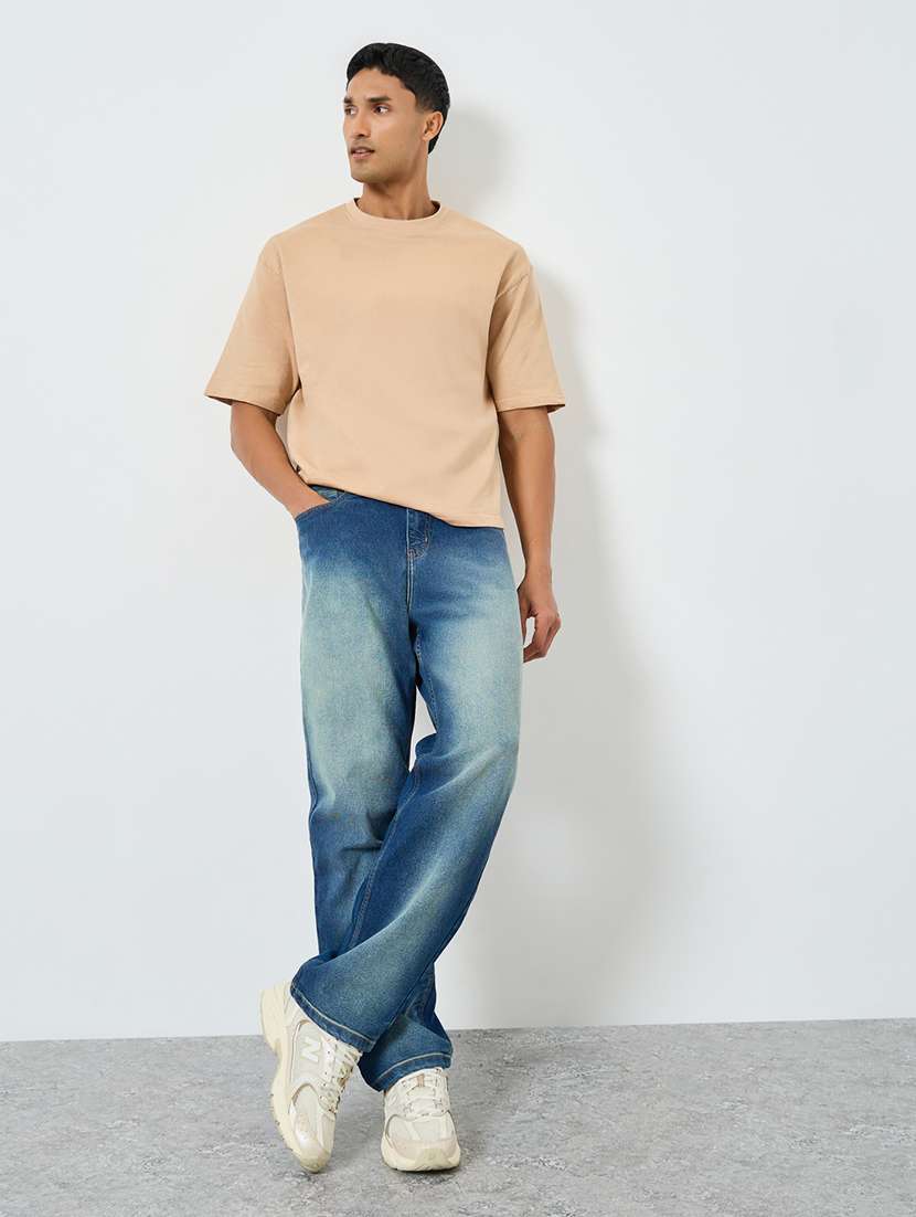 men washed mid rise full length straight fit jeans - 22285498 -  Standard Image - 2