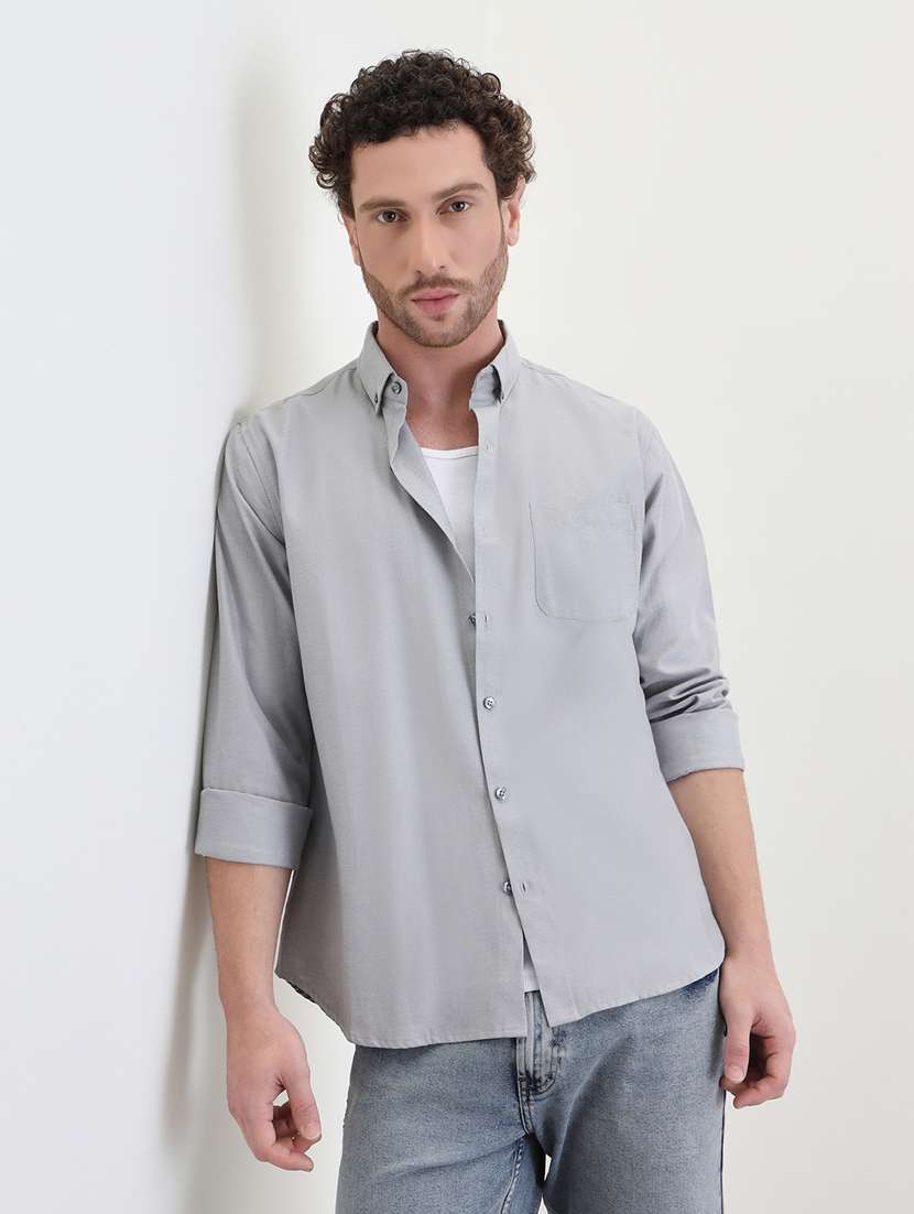 men solid long sleeve regualr fit casual shirt