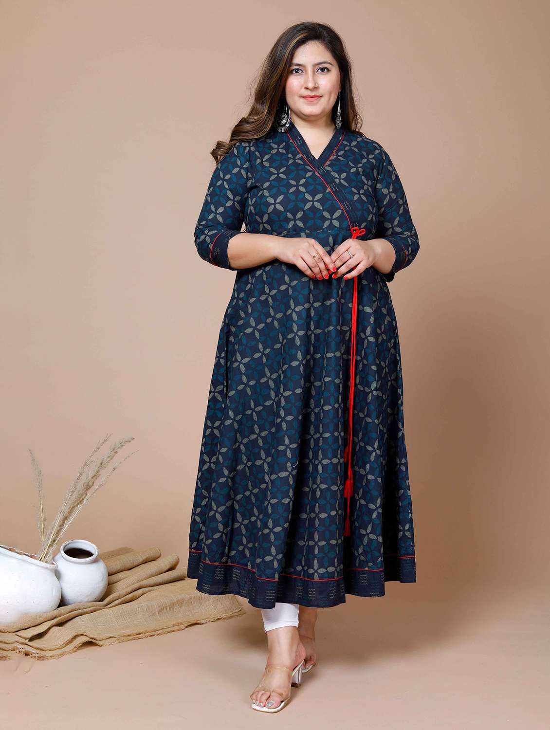 women printed three quarter sleeve kurta - 22285533 -  Standard Image - 2