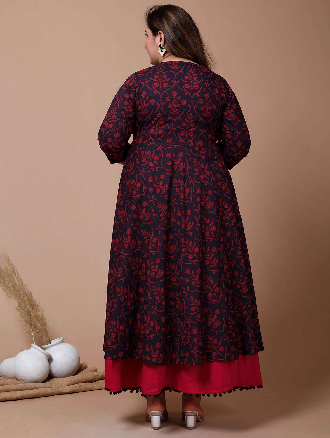 women plus size floral printed three quarter sleeve anarkali kurta - 22285536 -  Standard Image - 2