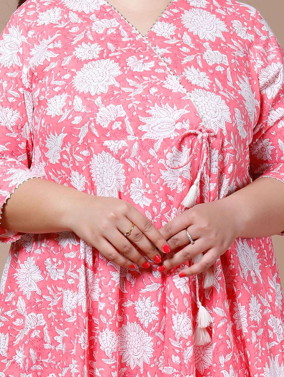 women printed three quarter sleeve anarkali kurta - 22285541 -  Standard Image - 2