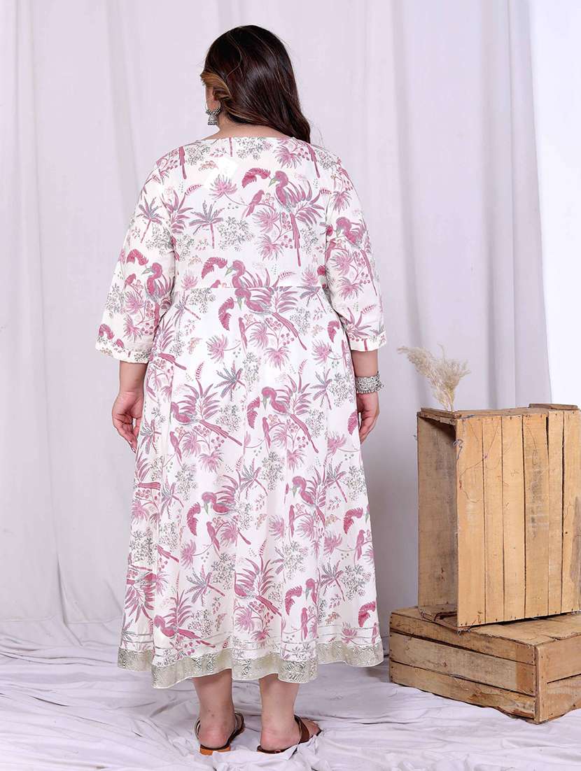 women plus size printed three quarter sleeve anarkali kurta - 22285545 -  Standard Image - 2