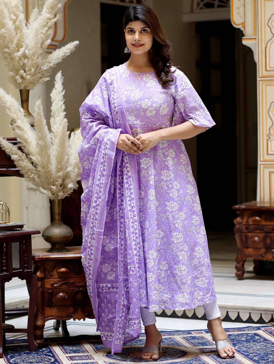 women floral short sleeve kurta with dupatta set - 22285614 -  Standard Image - 2