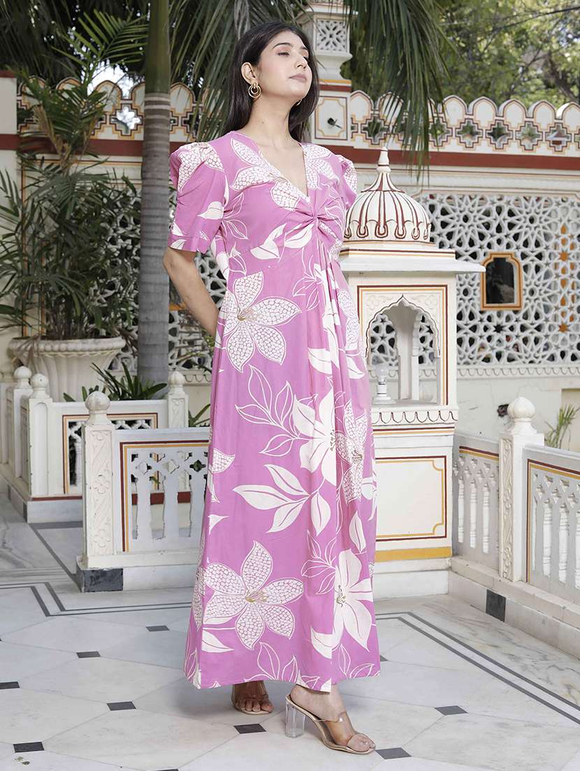 women printed puff sleeve a-line dress - 22285710 -  Standard Image - 2