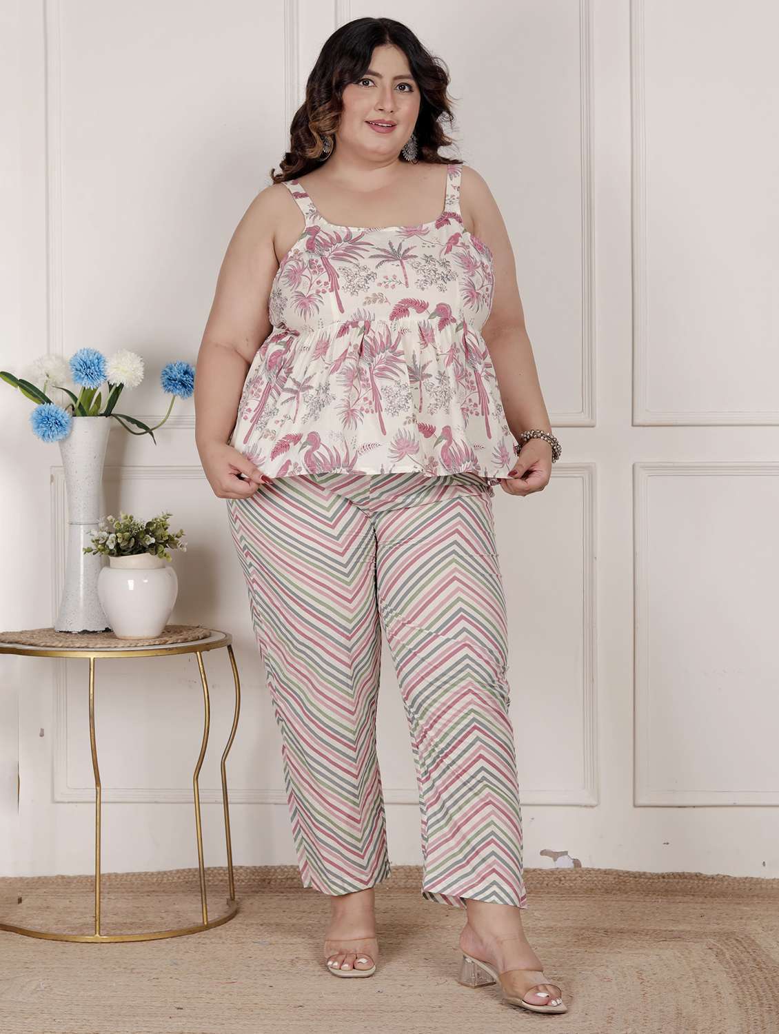 women printed top and trouser co-ord set