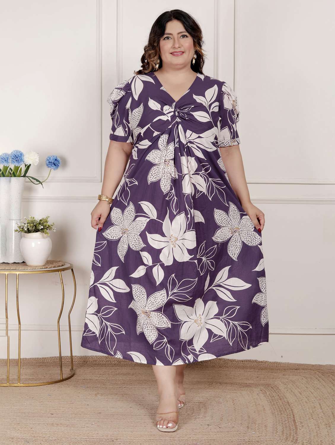 women plus size floral print puff sleeve dress - 22285746 -  Standard Image - 2