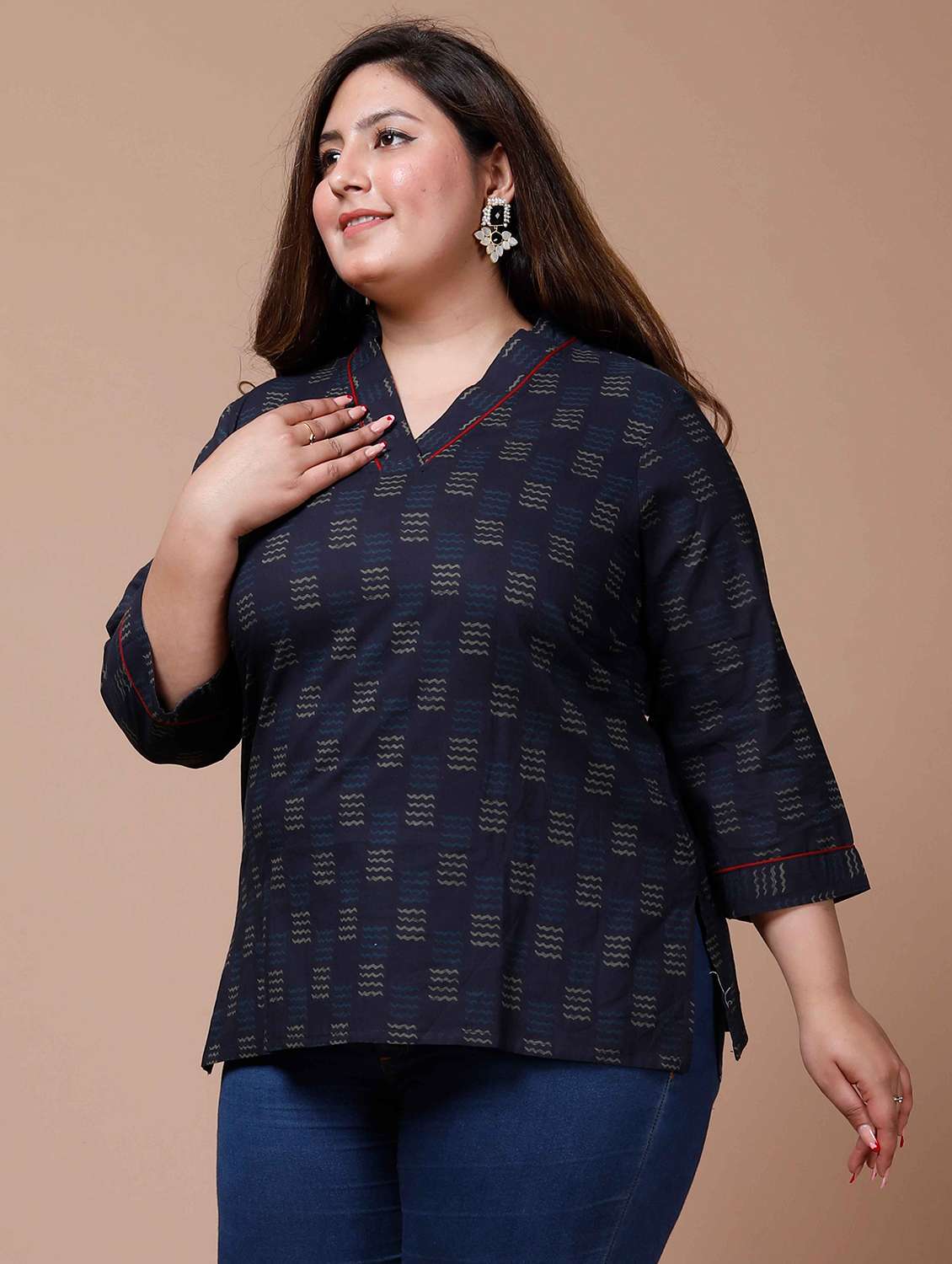 women printed three quarter sleeve straight kurti - 22285747 -  Standard Image - 2