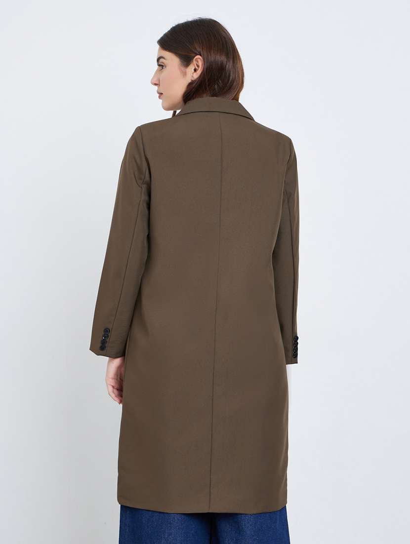 women solid long sleeve trench coat - 22285785 -  Standard Image - 2