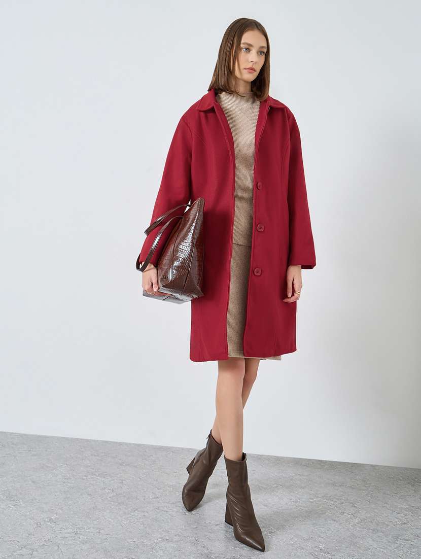 women solid long sleeve trench coat - 22285787 -  Standard Image - 2