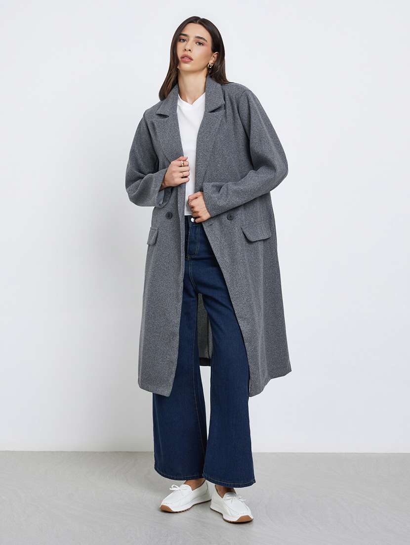 women solid long sleeve trench coat - 22285796 -  Standard Image - 2