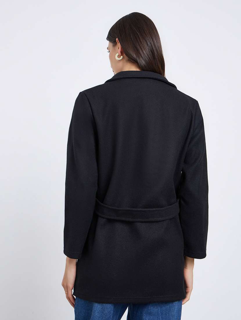 women solid long sleeve trench coat - 22285802 -  Standard Image - 2
