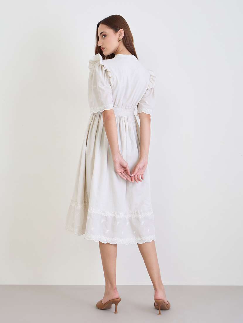 women embroidered puff sleeve tiered dress - 22285809 -  Standard Image - 2