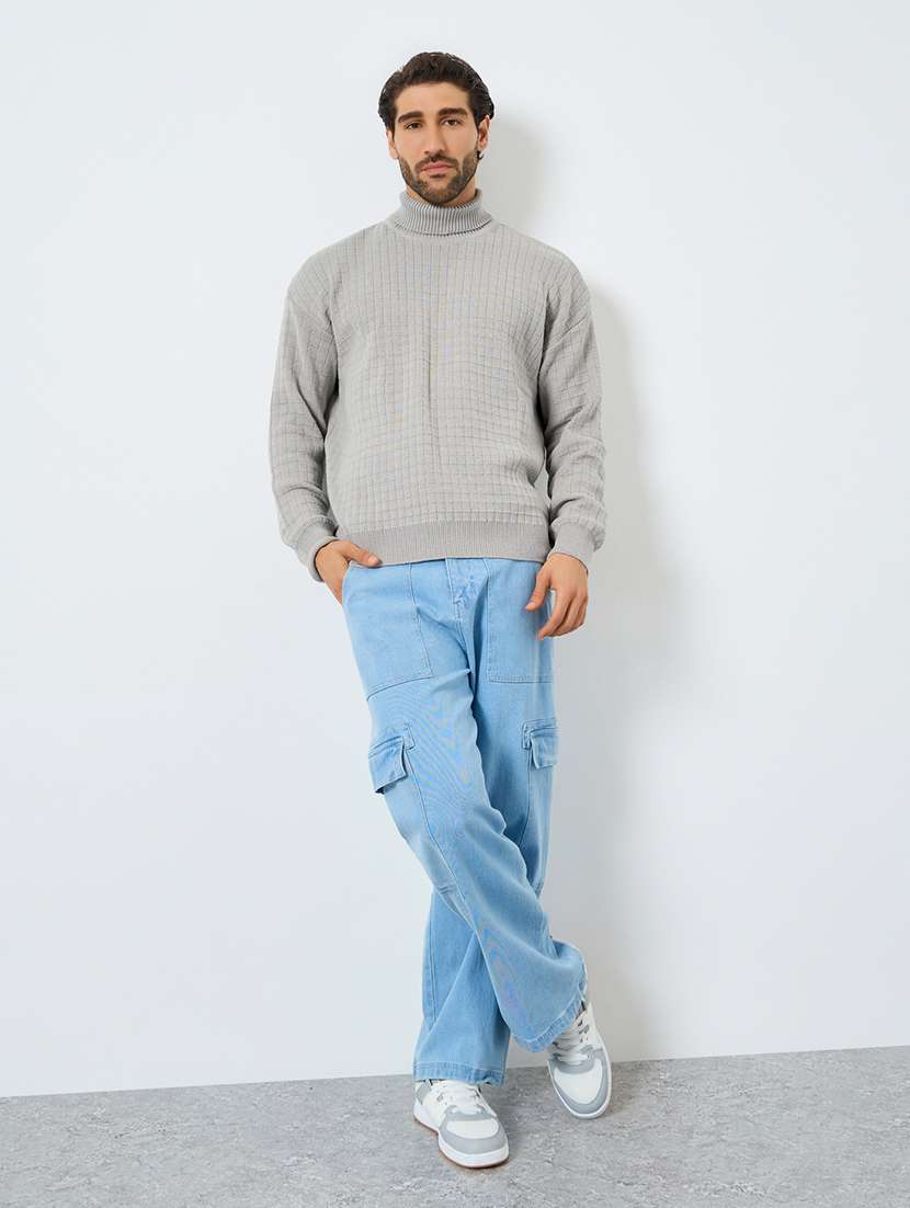 men self design long sleeve loose fit pullover  - 22285829 -  Standard Image - 2