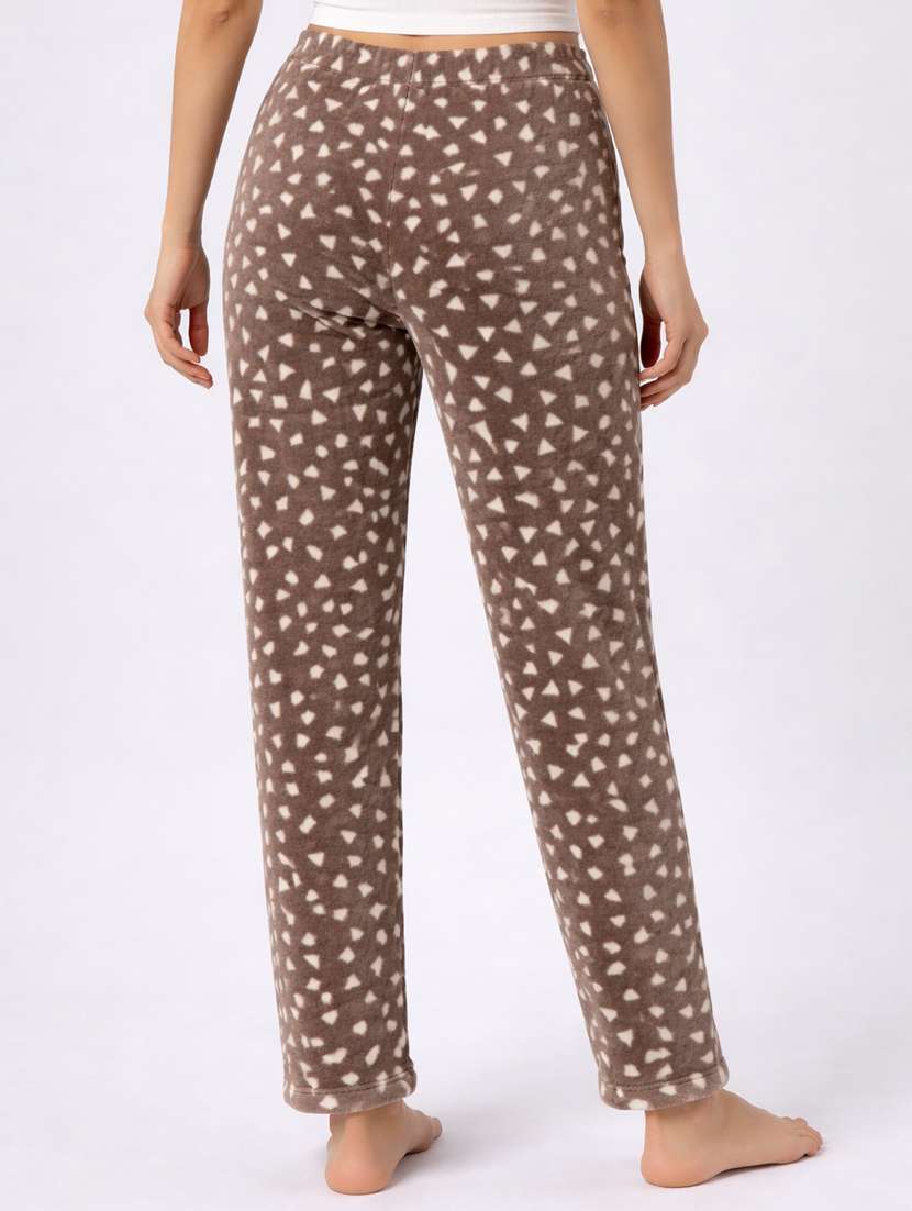 women printed mid rise fleece pajama - 22285923 -  Standard Image - 2