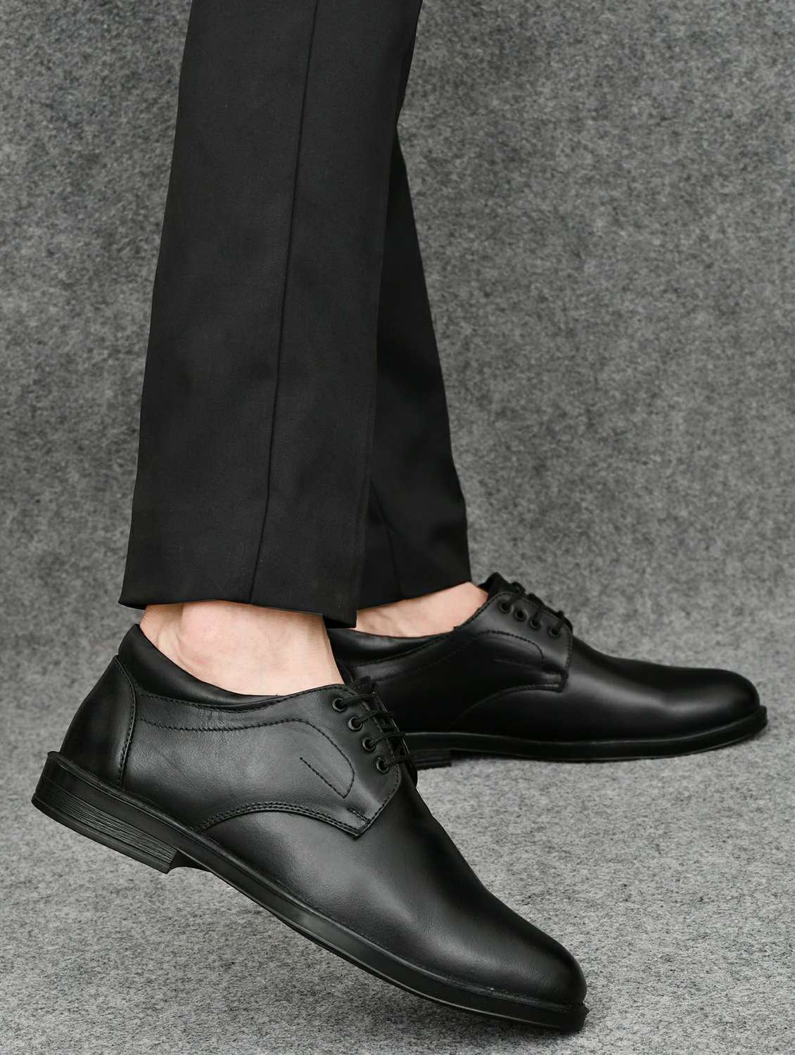 men black solid lace-up derbies - 22285934 -  Standard Image - 2