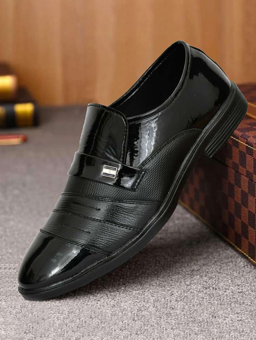 men black soild slip on formal shoes - 22285935 -  Standard Image - 2