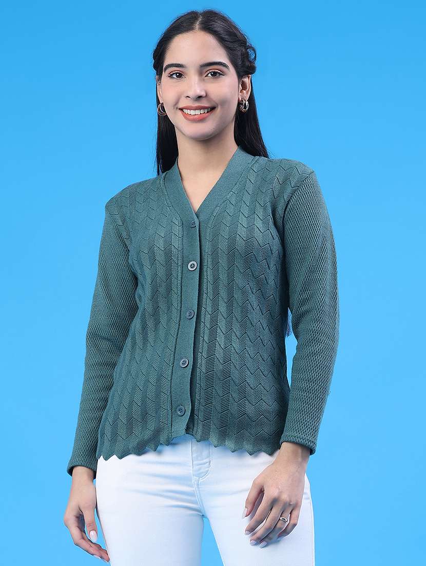 women self design long sleeve cardigan - 22286105 -  Standard Image - 2