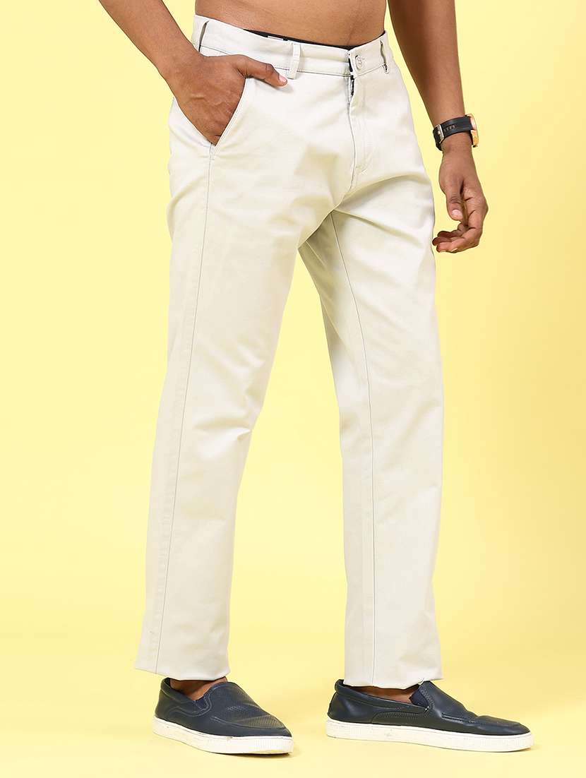 khaki cotton chinos casual trousers - 22286168 -  Standard Image - 2