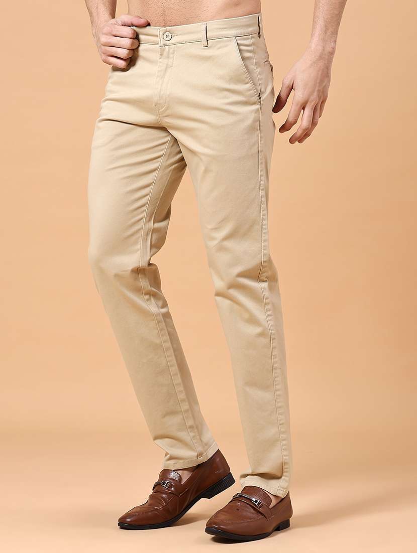 men solid mid rise chinos casual trouser - 22286170 -  Standard Image - 2