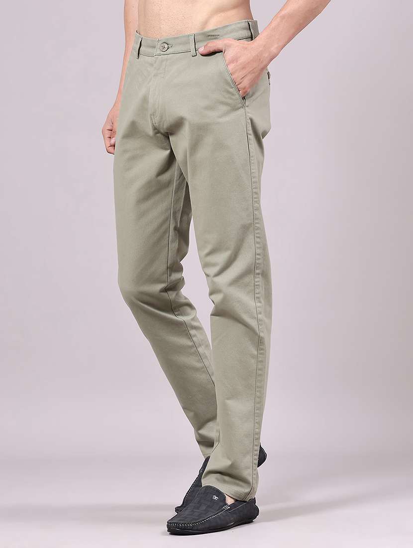 Men Solid Mid Rise Chinos Casual Trouser - 22286171 -  Standard Image - 2
