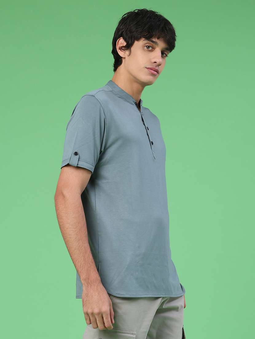 Men Solid Short Sleeve Regular Fit T-shirt - 22286190 -  Standard Image - 2