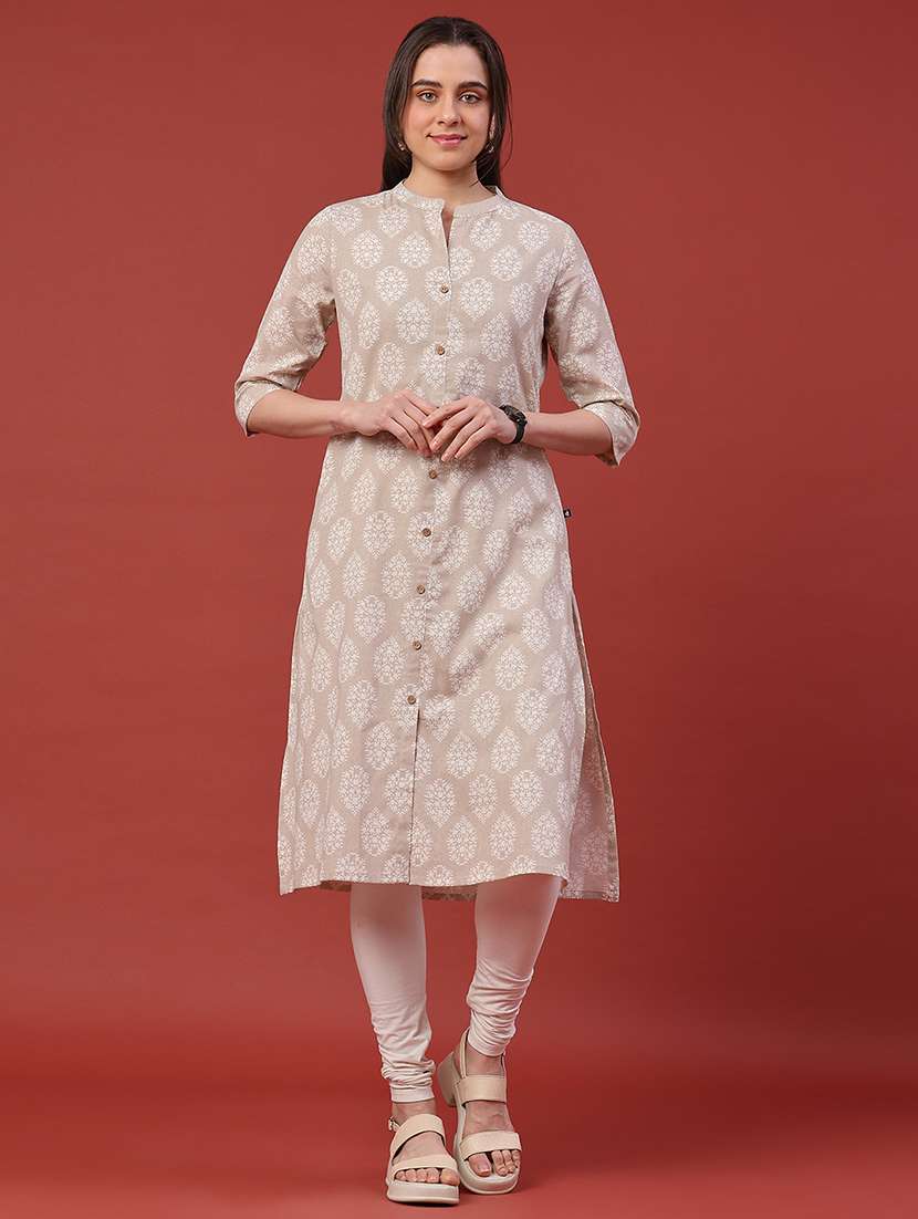 women printed three quarter sleeves a-line kurta - 22286254 -  Standard Image - 2