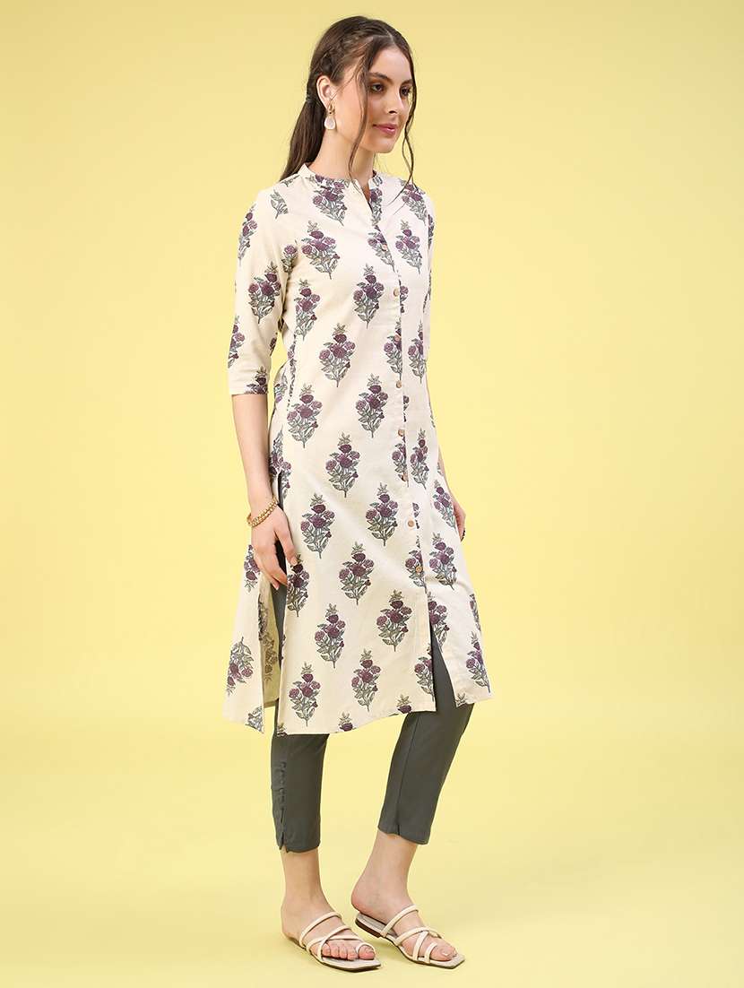 off white cotton aline kurta - 22286255 -  Standard Image - 2