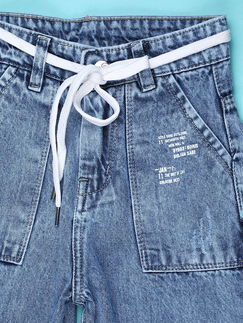 girls washed mid rise wide leg jeans - 22286291 -  Standard Image - 2