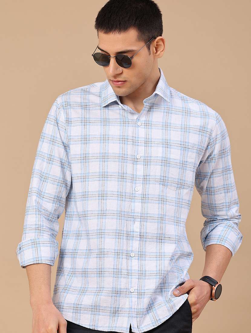 men checkered long sleeve regular fit casual shirt