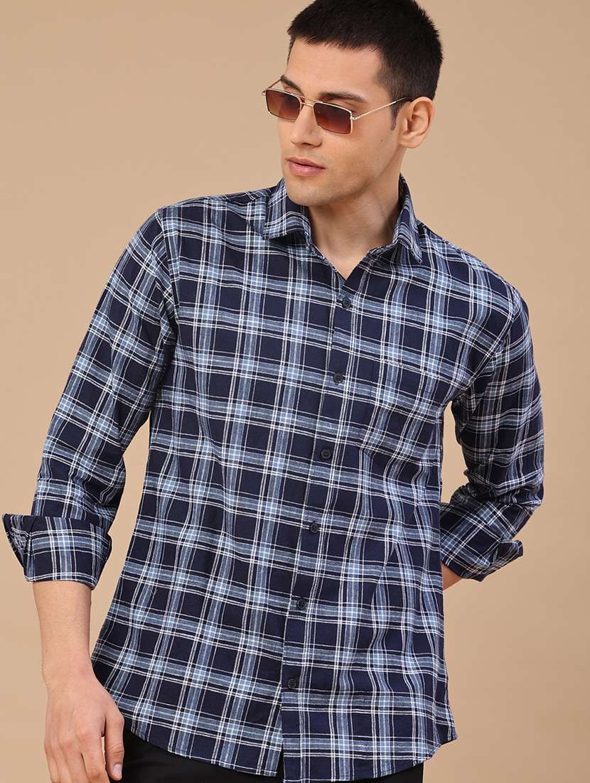men checkered long sleeve regular fit casual shirt