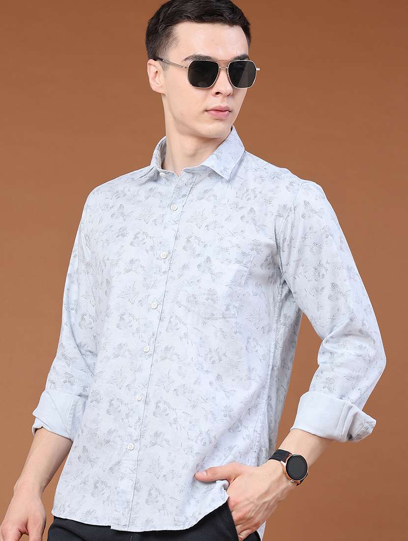 men printed long sleeve regular fit casual shirt