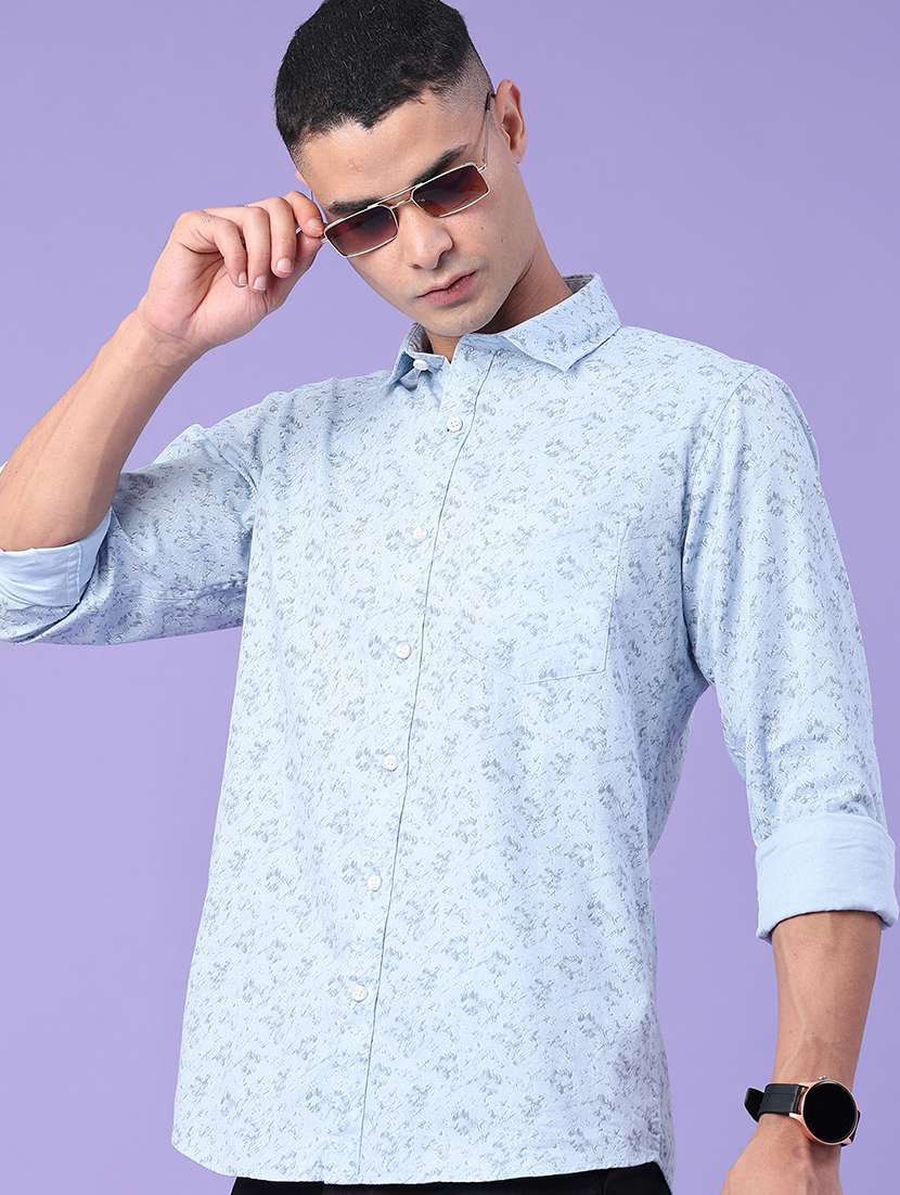 men printed long sleeve regular fit casual shirt