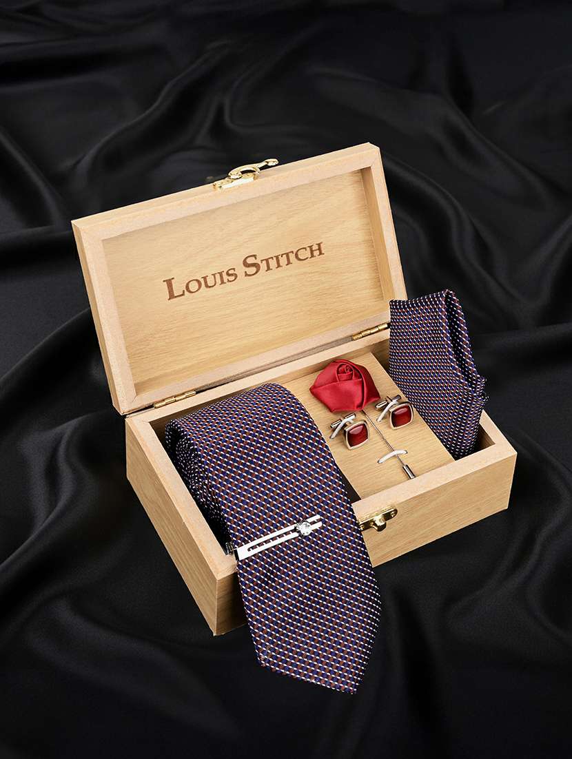 men neck tie set with pocket square & cufflinks brooch tie pin