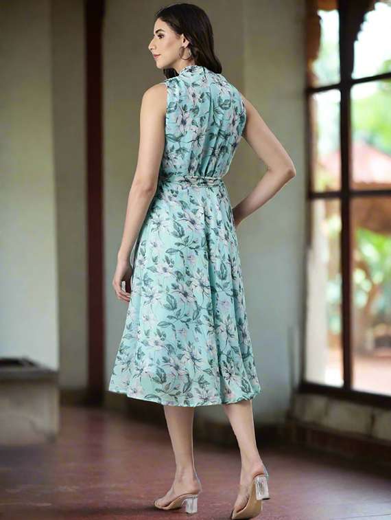 women printed sleeveless fit & flare dress - 22286450 -  Standard Image - 2