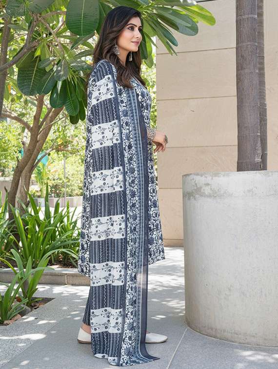 women printed three quarter sleeve kurta pant with dupatta set - 22286487 -  Standard Image - 2