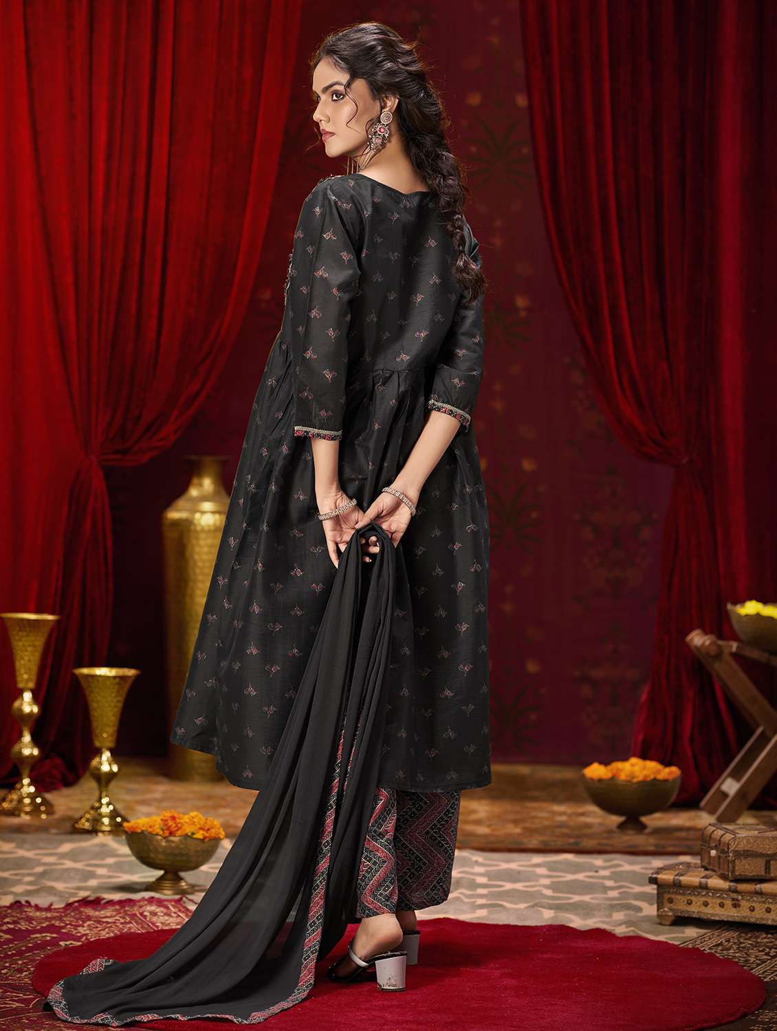 women printed three quarter sleeve kurta pant with dupatta set - 22286538 -  Standard Image - 2