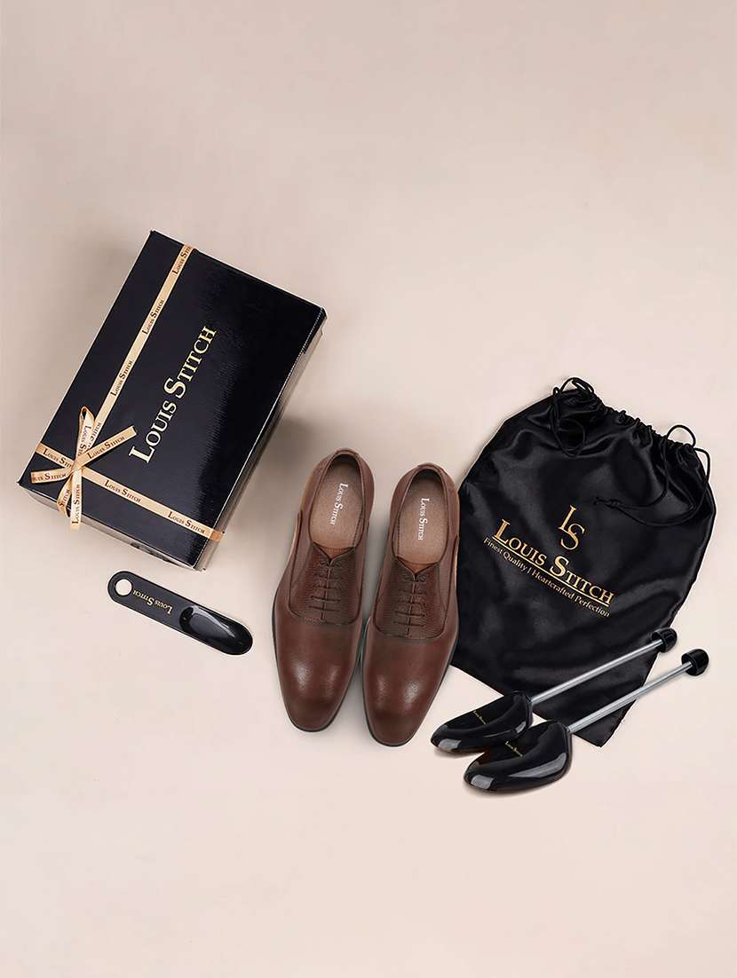 men brown solid lace-up derbies - 22286547 -  Standard Image - 2