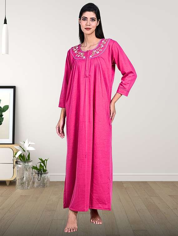 women solid long sleeve nighty - 22286748 -  Standard Image - 2