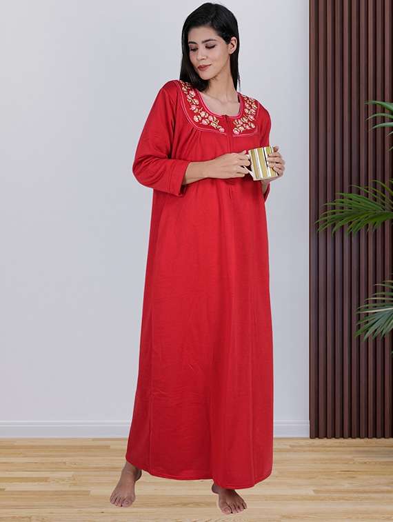 women solid long sleeve nighty - 22286749 -  Standard Image - 2